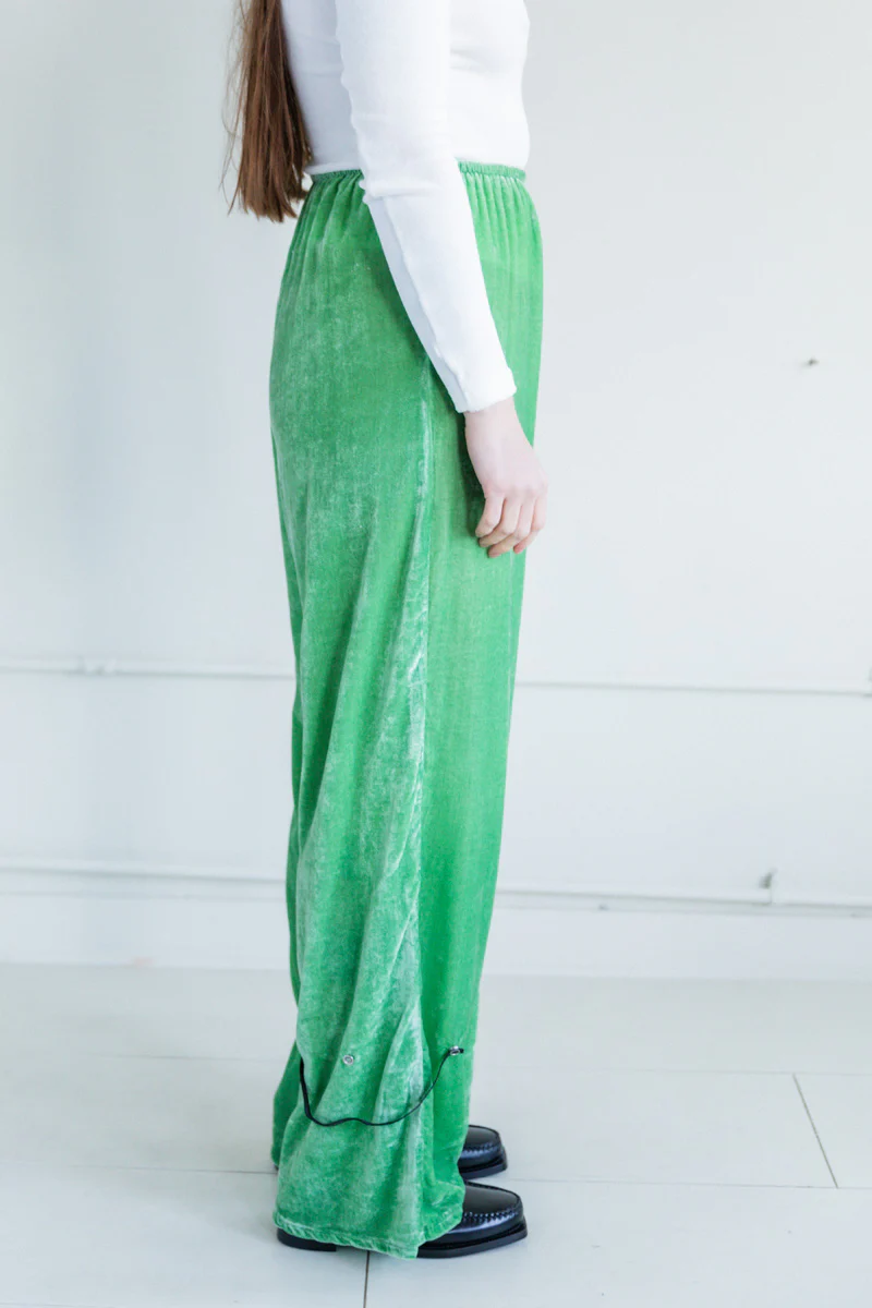 UNIR PANTS IN GREEN SILK VELVET - Image 3