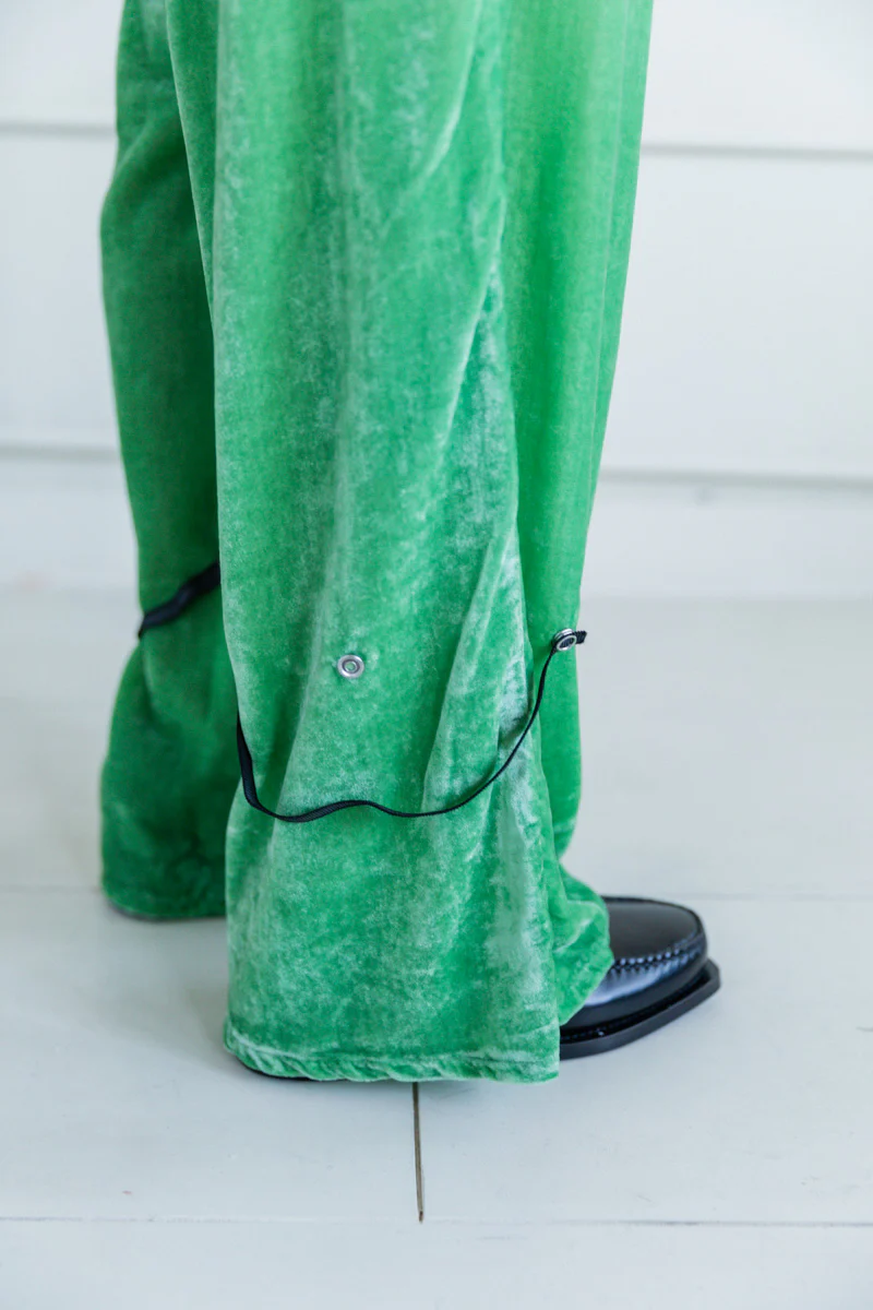 UNIR PANTS IN GREEN SILK VELVET - Image 5