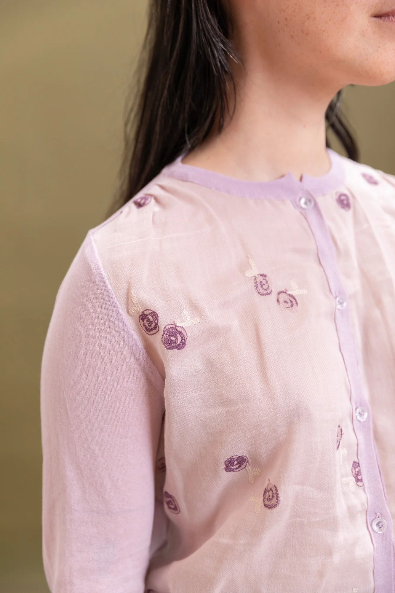 KNIT CARDIGAN WITH EMBROIDERY IN LIGHT PINK - Image 4