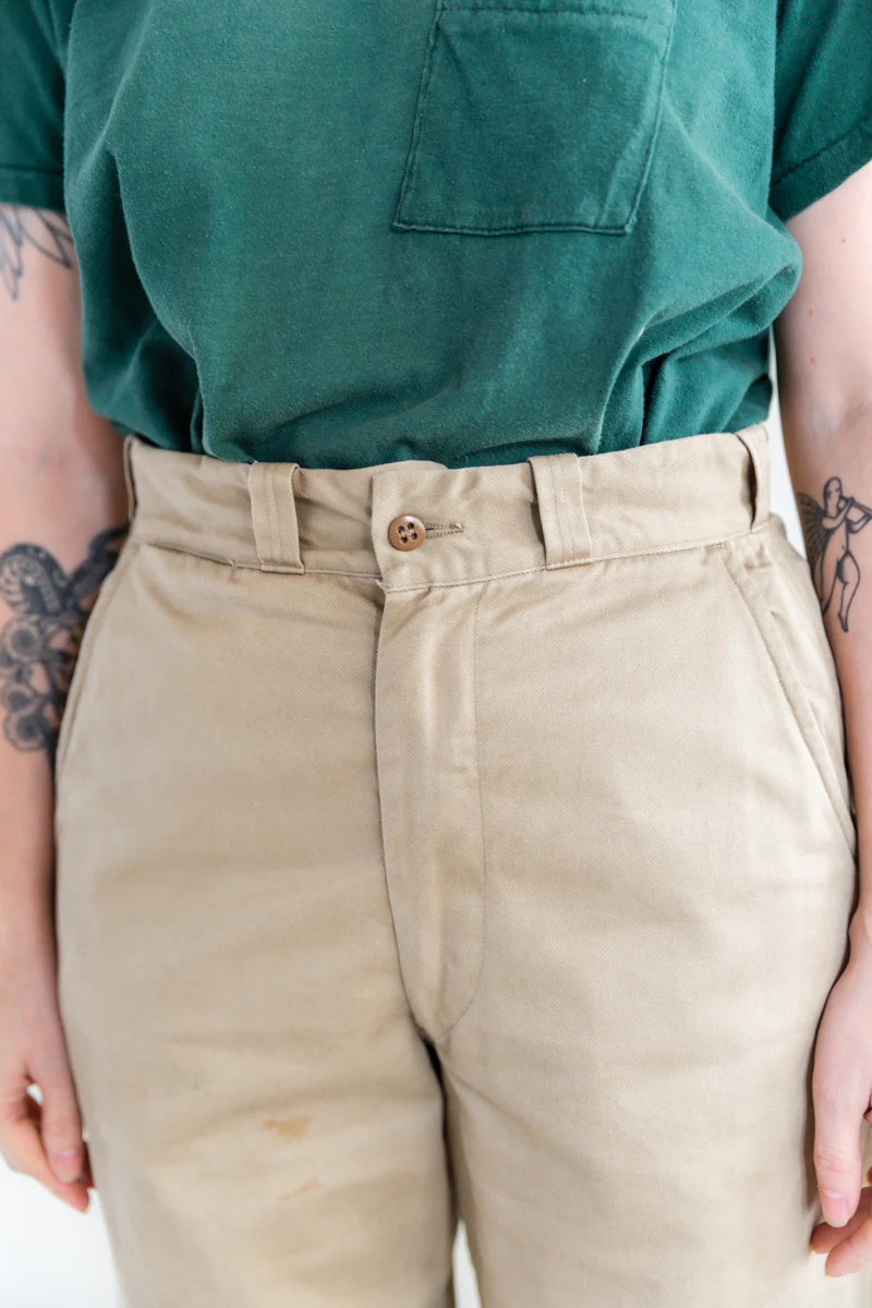 VINTAGE 1940'S MILITARY OFFICER KHAKI PANTS - Image 3