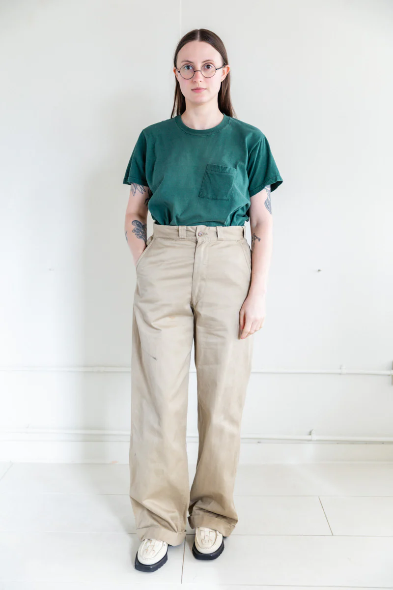 VINTAGE 1940'S MILITARY OFFICER KHAKI PANTS - Image 5