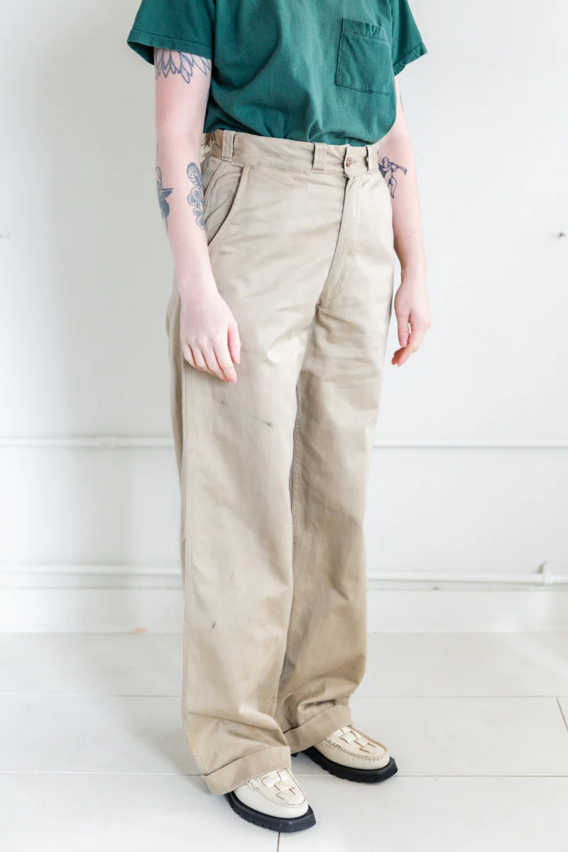 VINTAGE 1940'S MILITARY OFFICER KHAKI PANTS - Image 6