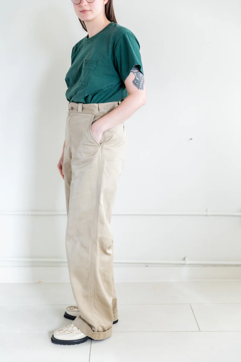 VINTAGE 1940'S MILITARY OFFICER KHAKI PANTS - Image 9