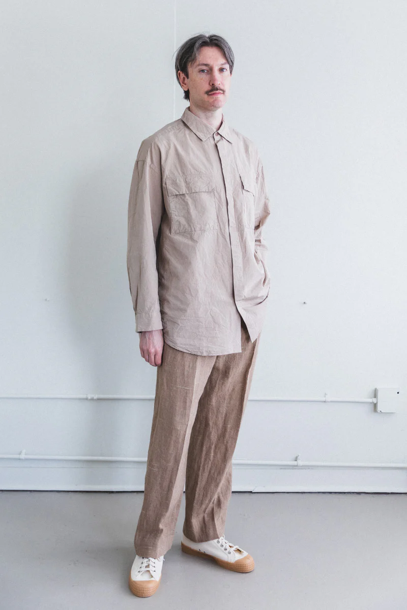 VOLUME SHIRT IN LIGHT BEIGE PAPER COT - Image 10