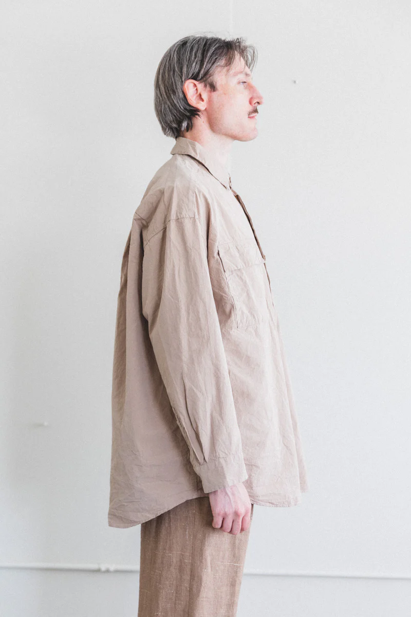 VOLUME SHIRT IN LIGHT BEIGE PAPER COT - Image 11