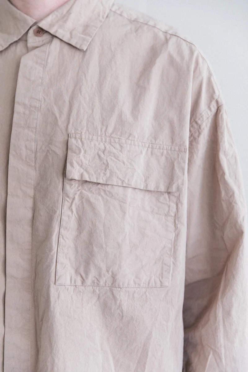 VOLUME SHIRT IN LIGHT BEIGE PAPER COT - Image 5