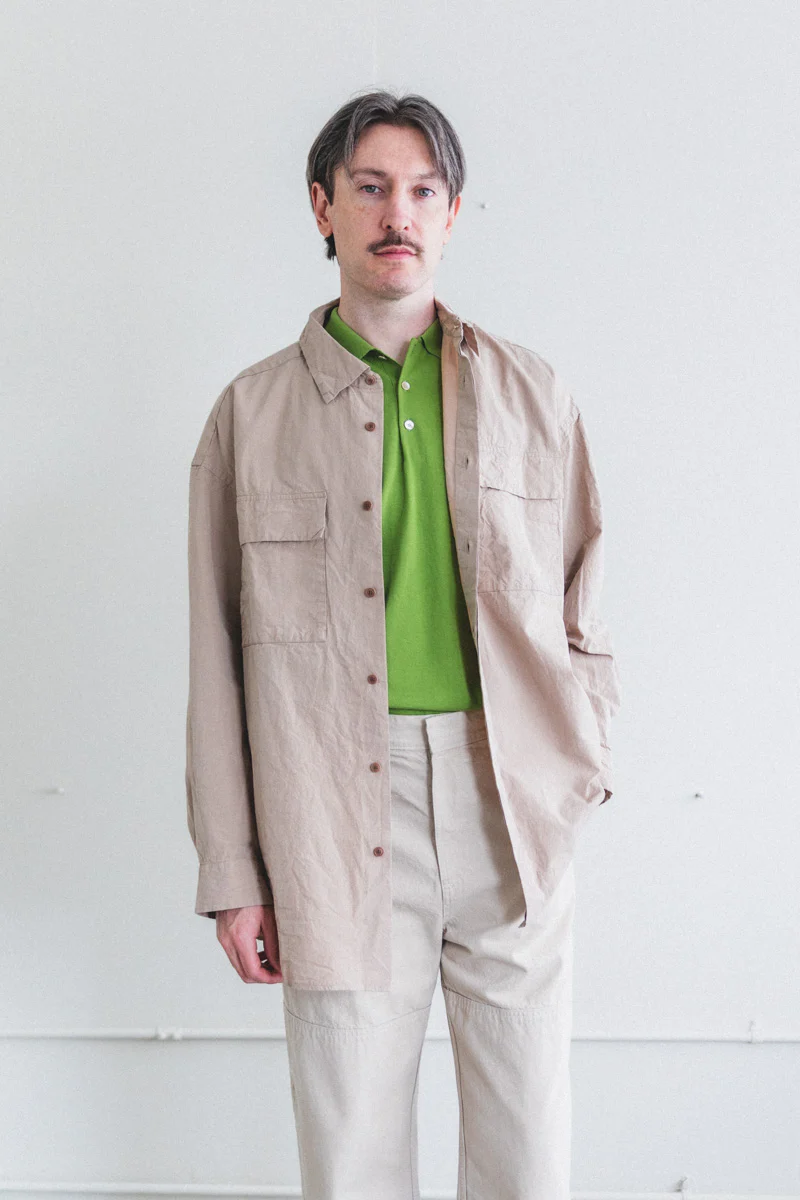 VOLUME SHIRT IN LIGHT BEIGE PAPER COT - Image 6