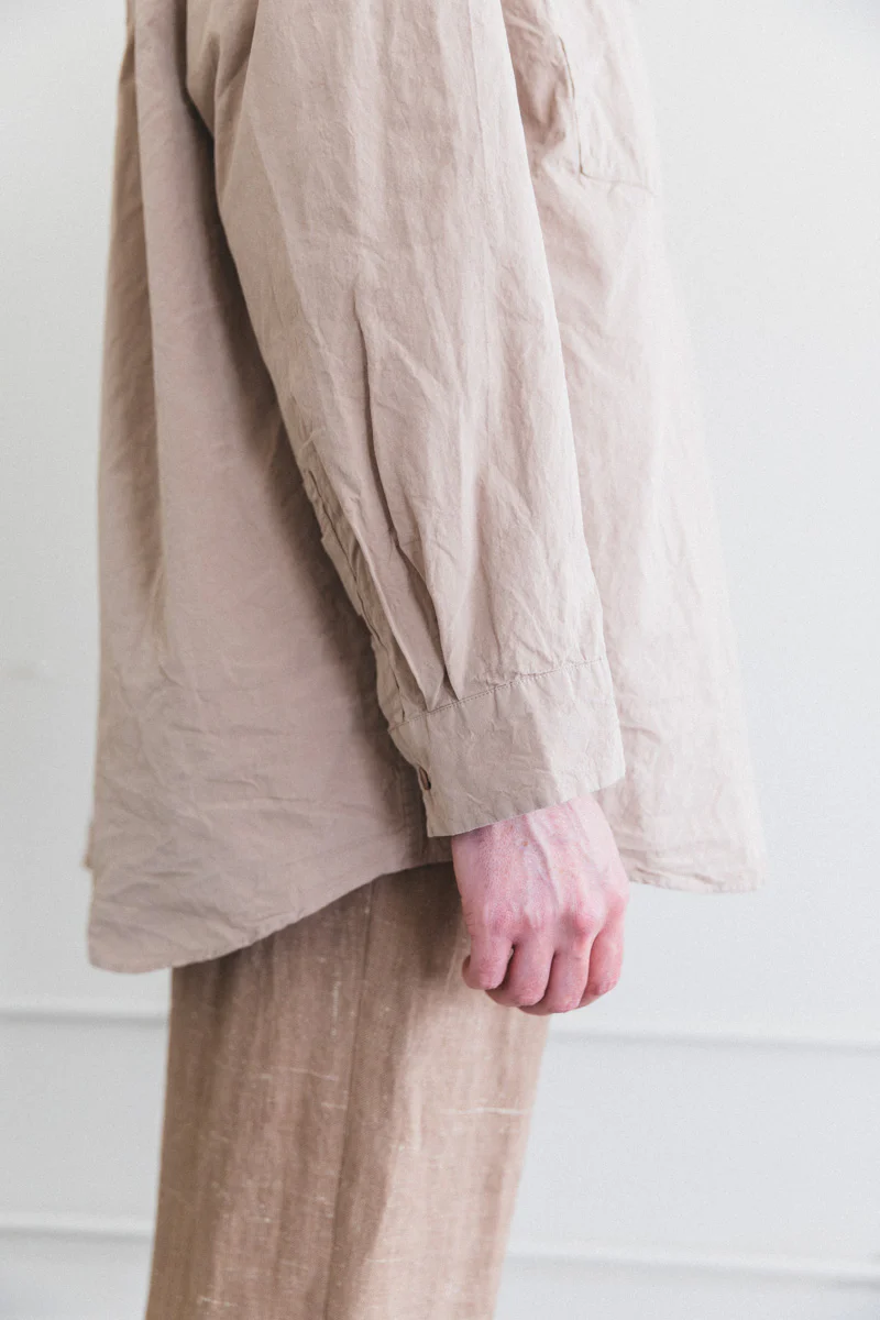 VOLUME SHIRT IN LIGHT BEIGE PAPER COT - Image 9