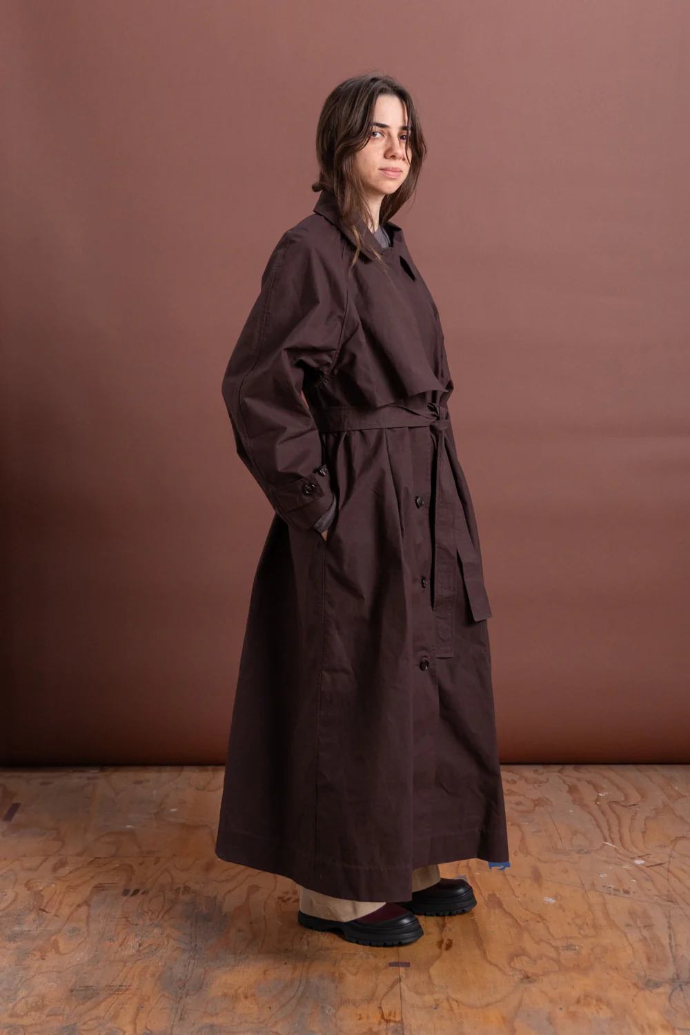 WICKHAM MAC IN DARK MULBERRY BRITISH DRY OILSKIN - Image 2