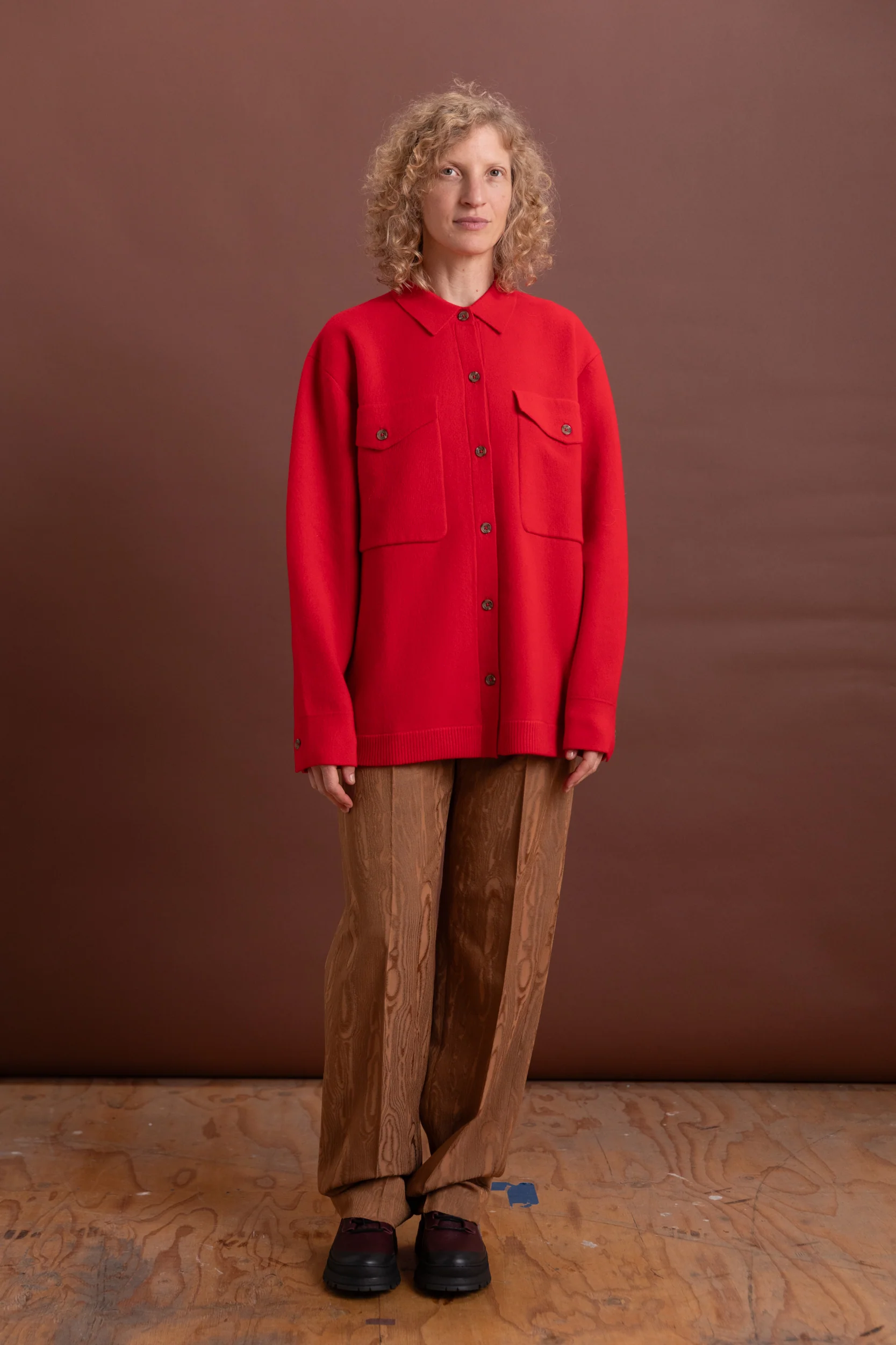 WILLANS JACKET IN RED FELT CASHMERE KNIT - Image 3