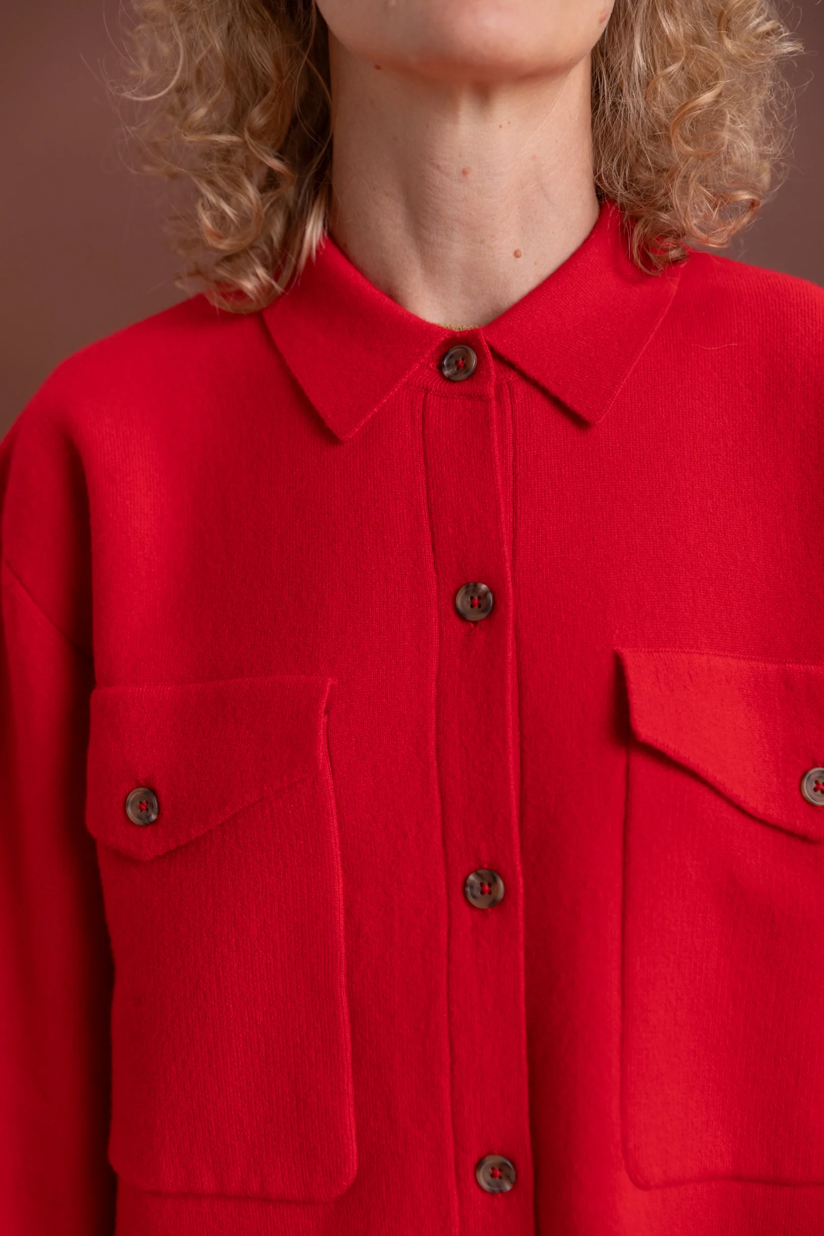 WILLANS JACKET IN RED FELT CASHMERE KNIT - Image 7
