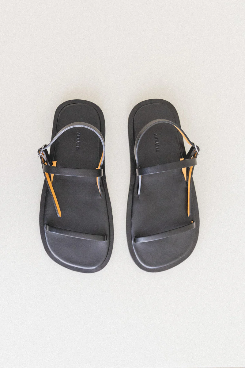 WOMEN'S LEATHER SANDALS IN BLACK - Image 3