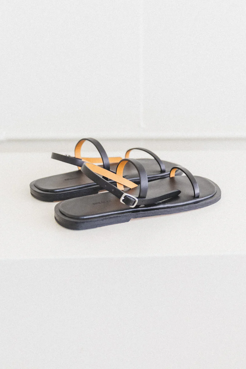 WOMEN'S LEATHER SANDALS IN BLACK - Image 4