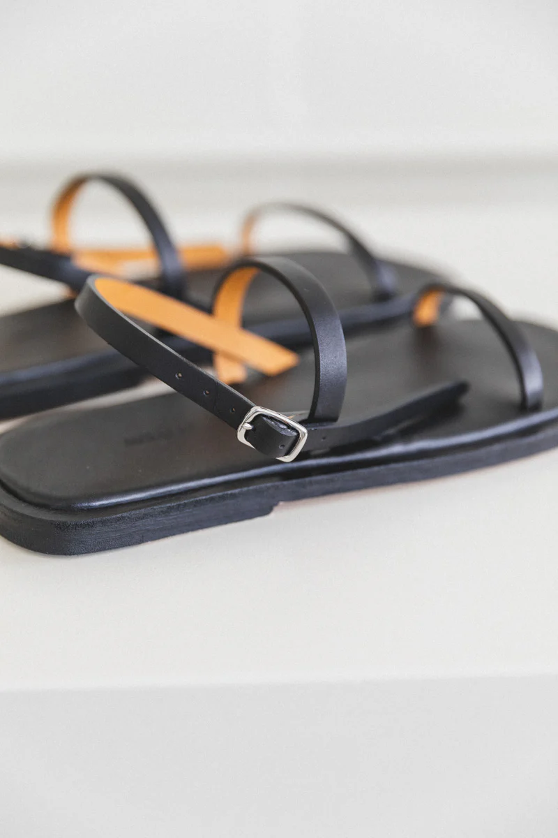 WOMEN'S LEATHER SANDALS IN BLACK - Image 5
