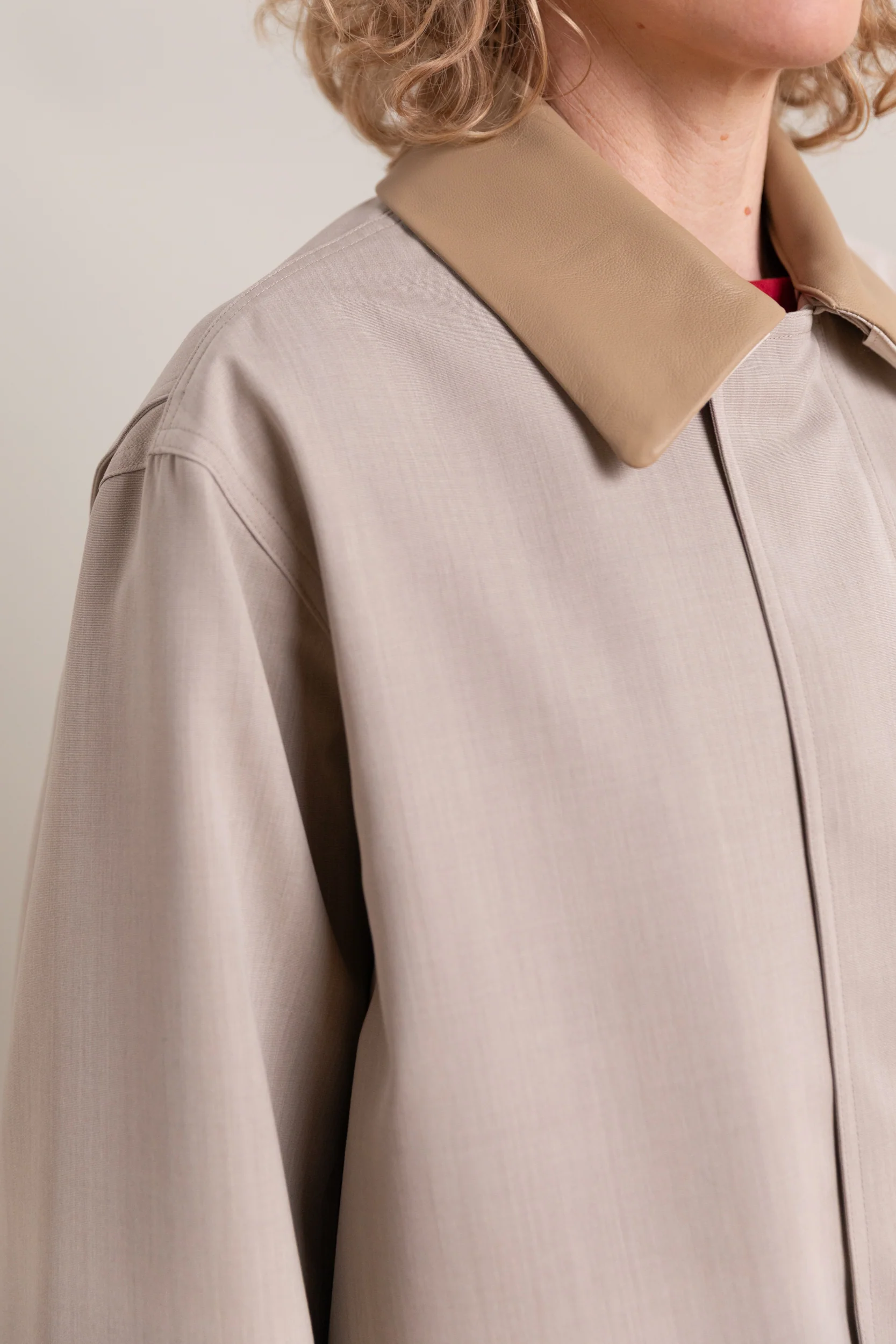 WOOL MAX CANVAS BLOUSON IN TOP GREY BEIGE - Image 2
