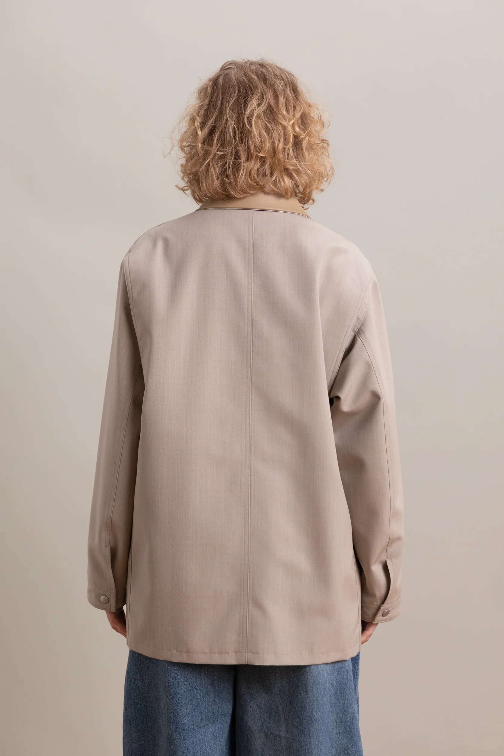 WOOL MAX CANVAS BLOUSON IN TOP GREY BEIGE - Image 5