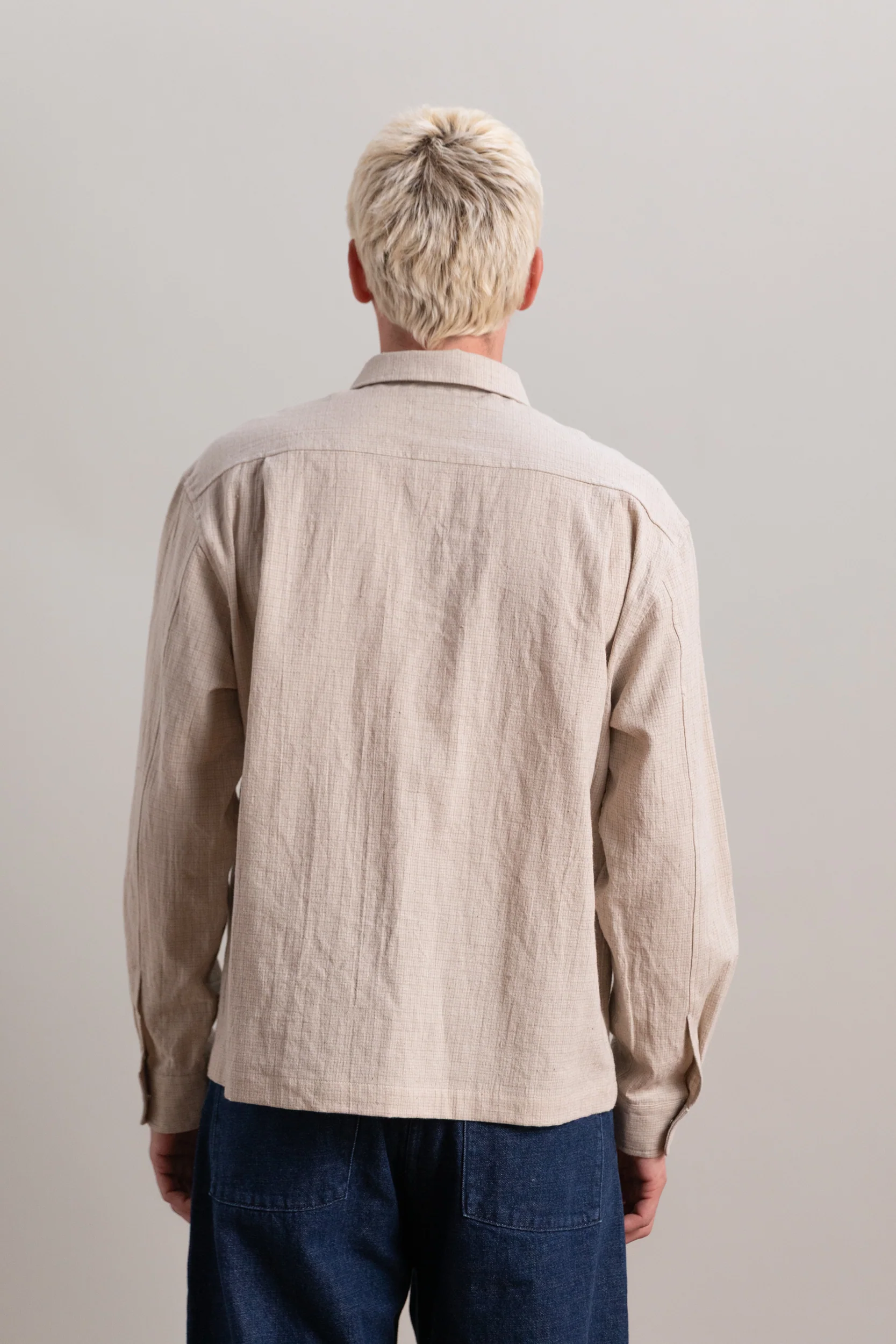 WORKSHOP SHIRT IN NATURAL GRID COTTON LINEN GINGHAM - Image 7
